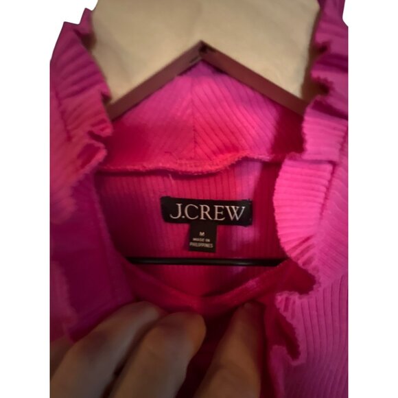 J.Crew Pink Ribbed Long Sleeve Ruffle Mock Neck Top Size M - Picture 4 of 4